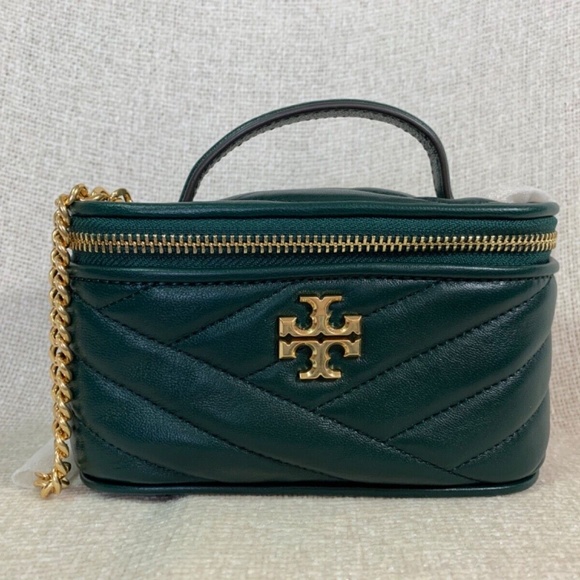 Tory Burch Pine Tree Kira Chevron Mini Vanity Case/Shoulder Bag/Crossbody Bag